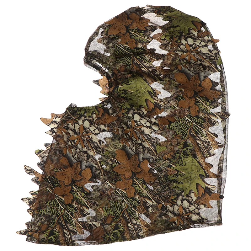 3D тренировочная маска камуфляжная тонкая дышащая для охоты с листьями лица |