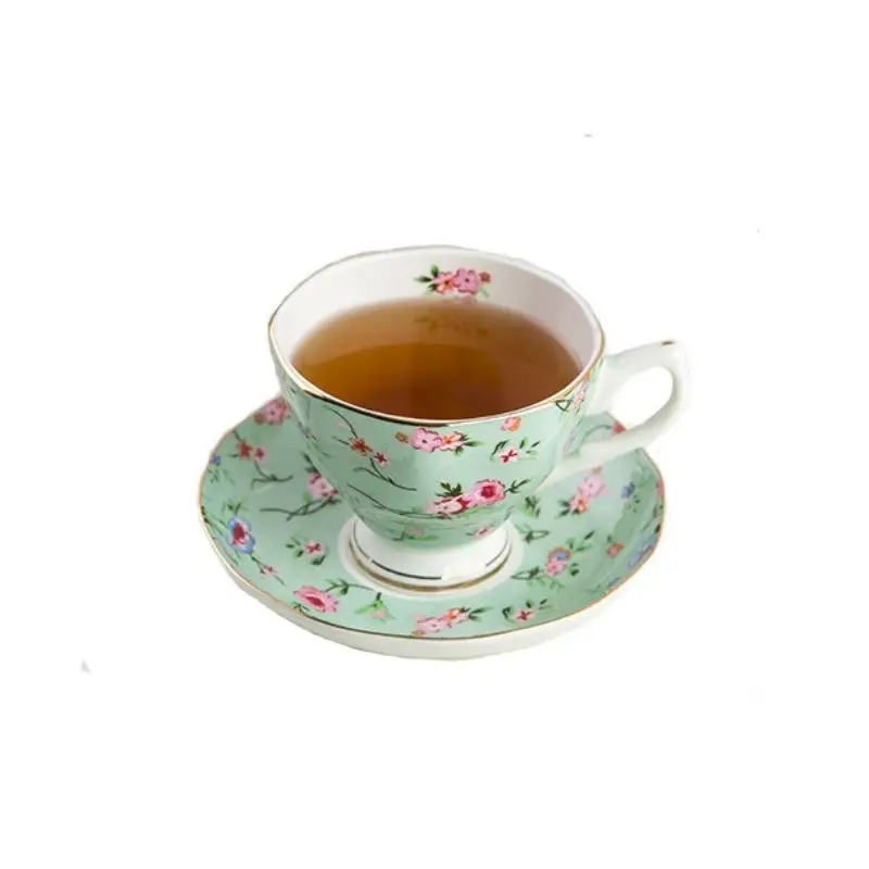 

Mini Vintage Teacup English Style Porcelain 180 Ml Latte Coffee Cup White Bone China Saucer Taza Ceramica Drinkware Set OC50CC