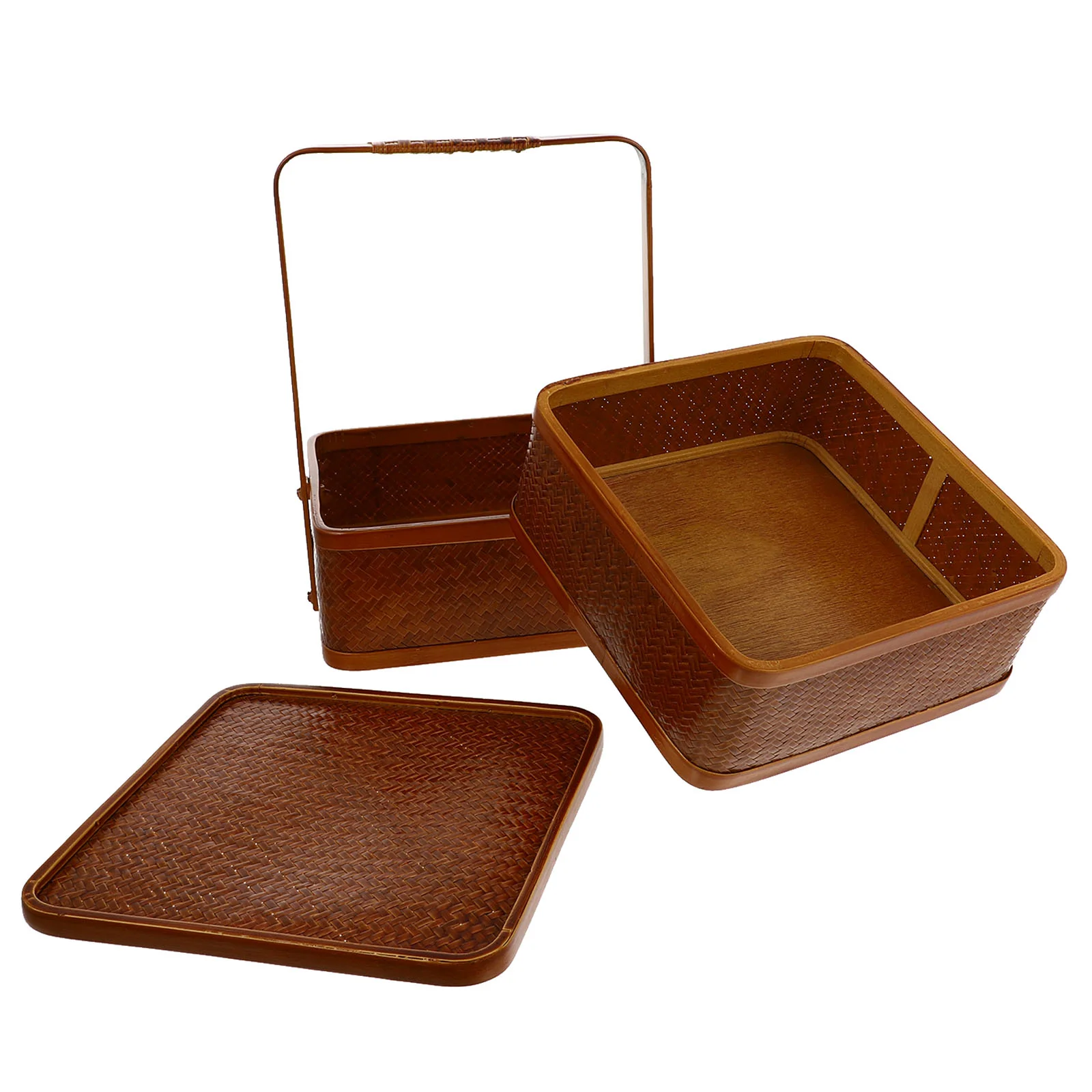 

1 шт. бамбуковая плетеная корзина, античный чехол в китайском стиле с ручкой, изящная коричневая сумочка