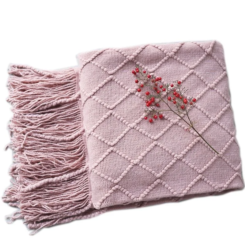 Knitted Throw Travel Blanket Grey Yellow Black Sofa Tassels Air Condition 170x127cm | Дом и сад