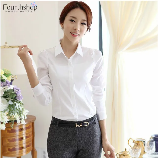 Женская блузка с длинным рукавом и отложным воротником модные офисные женские