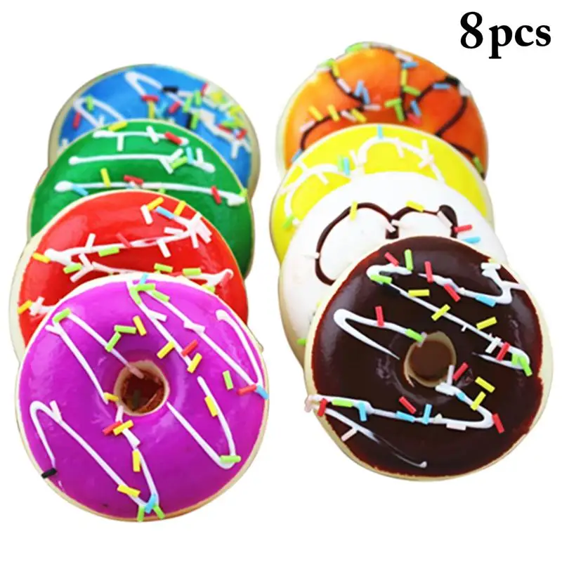 

8Pcs Artificial Dessert Decor Lifelike Faux Doughnuts Simulation Donuts Home Decor Accessories Party Supplies