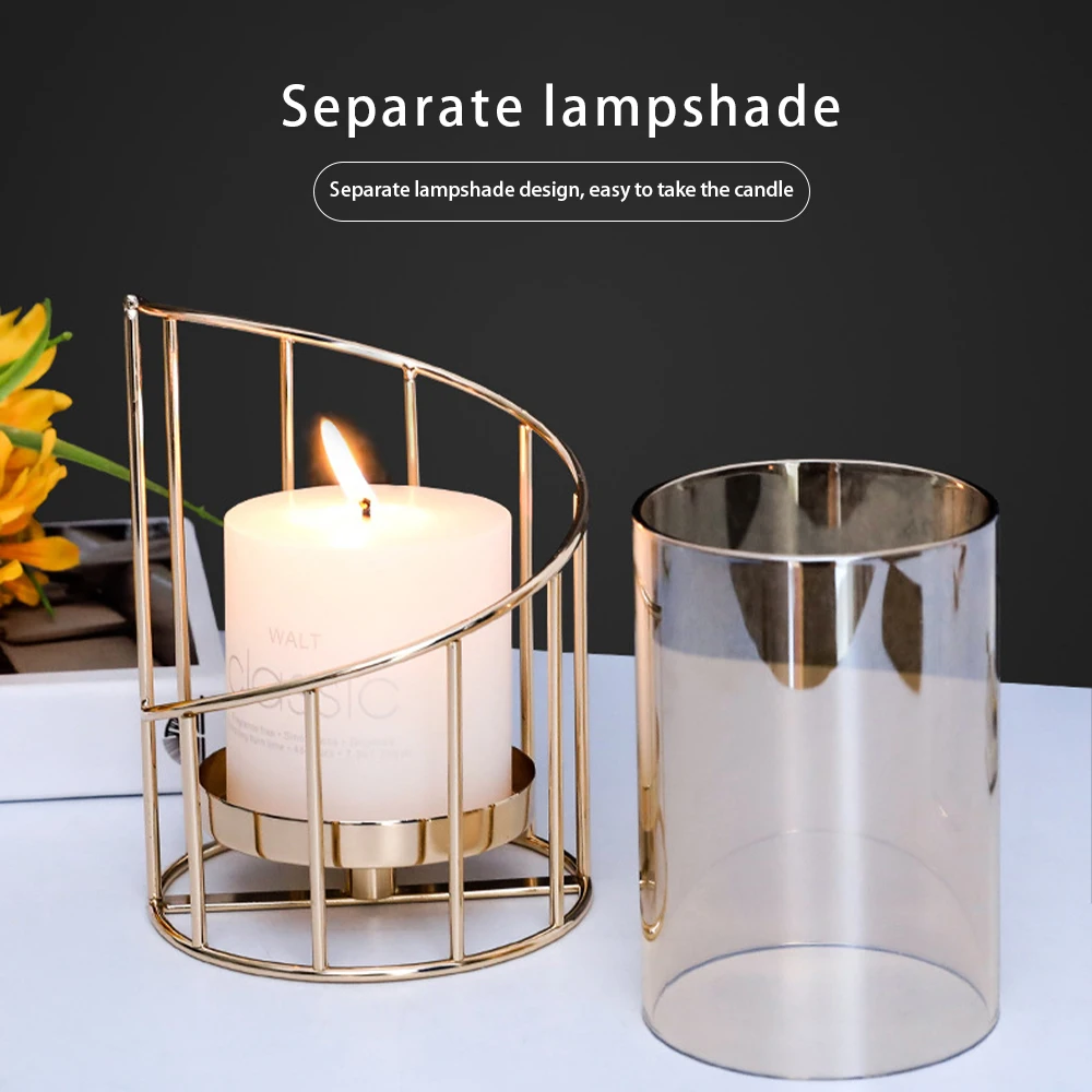 

Golden Metal Candle Holder Candlestick Glass Vase Glass Candle Holder Dining Table Decoration Candle Modern Home Decoration