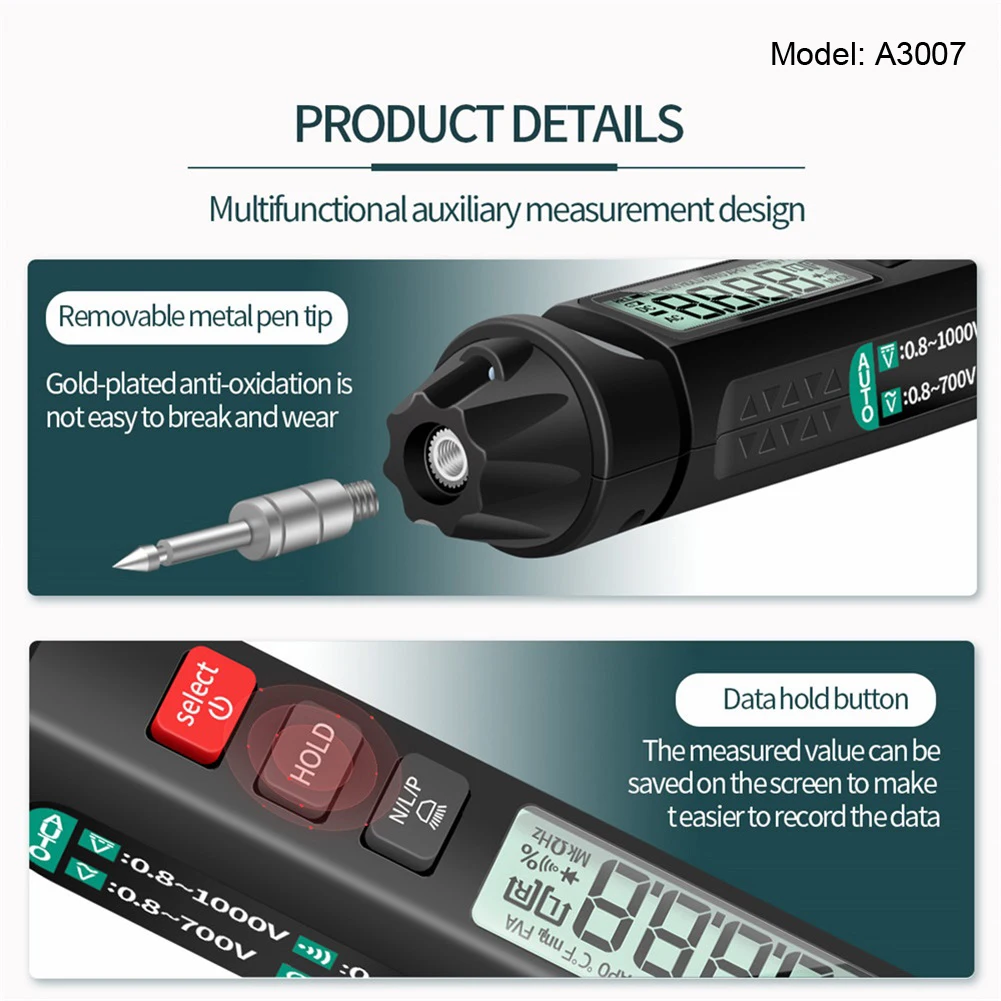 

LCD Digital Multimeter Pen Type Intelligent 6000 Counts Non Contact AC/DC Voltage Resistance Diode Tester Tools Measurment Teter
