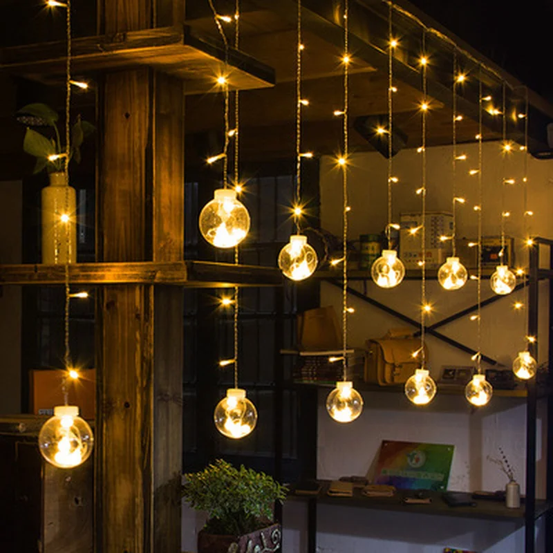 

LED Wishing Ball Curtain String Lights Fairy Garland Lights Window Bedroom Wedding New Year Christmas Festival Decoration