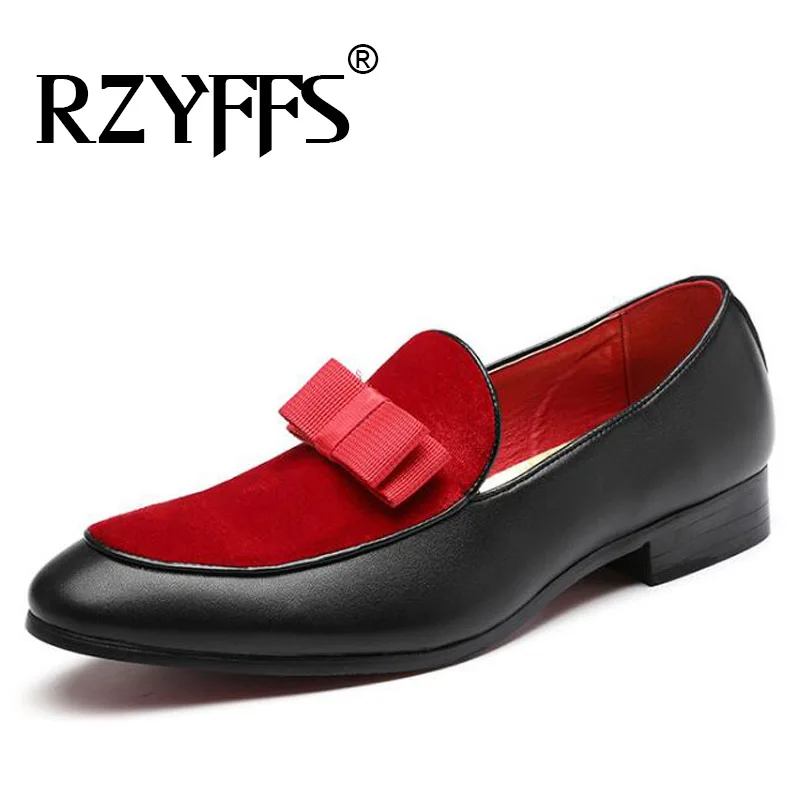 

Male Flats Casual Slip on Shoes Leather Loafers Men Formal Shoes Bowknot Wedding Dress Men casual Flat shoes A57-27