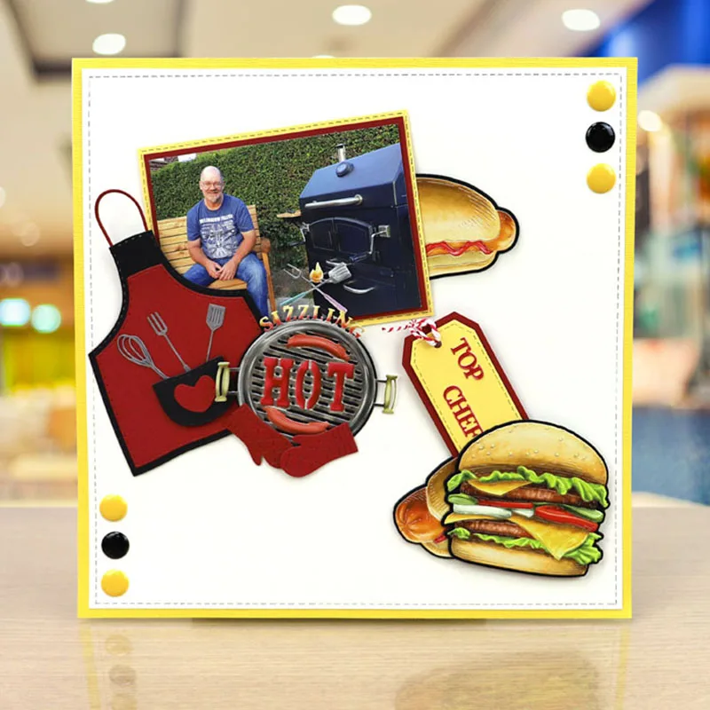 QWELL фартук шеф-повара металлические режущие штампы для скрапбукинга и открыток