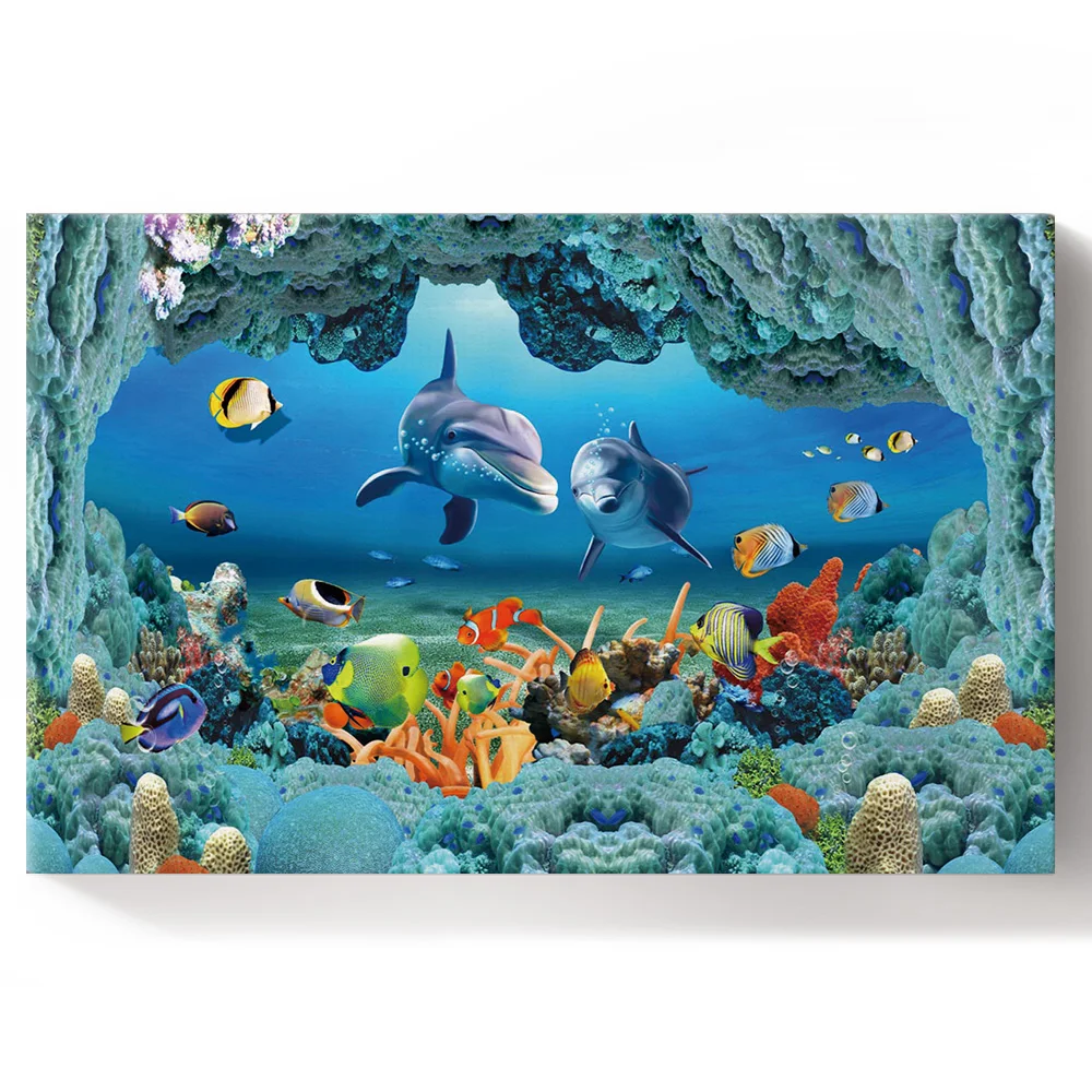Dolphin Undersea Fish School Coral Paint by Numbers on Canvas 30X40CM DIY Living Room Decoration Gift|Картины по номерам| |
