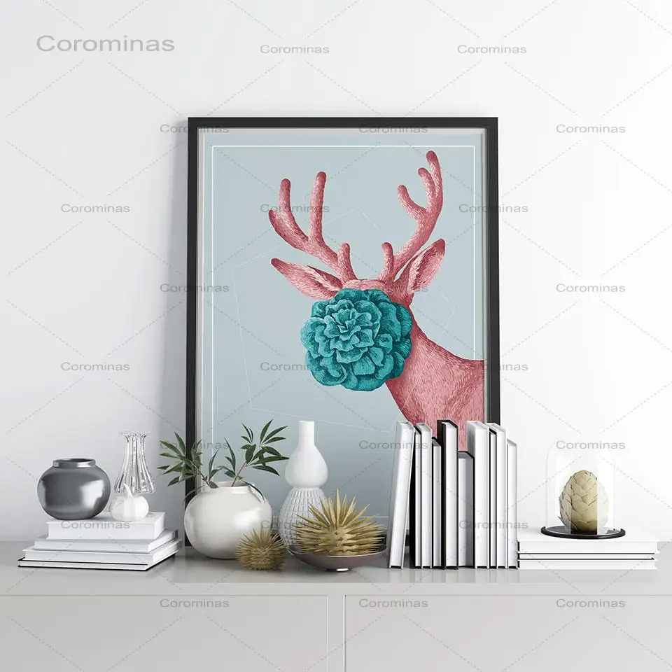 

Animal Horse Poster Wall Art Nordic Reindeer Canvas Painting Quote Wall Art Pictures For Living Room Modern Decorative Prins