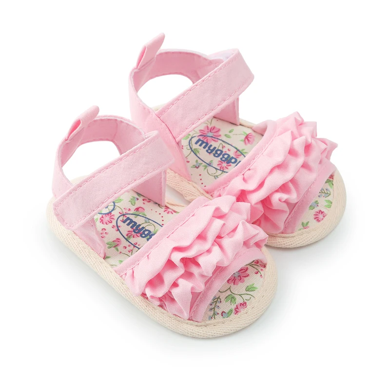 

Sweet Lovely Summer Casual Sandals Shoes Ruched Floral Print Flat With Heel Shoes 3 Style Outfit 0-18M