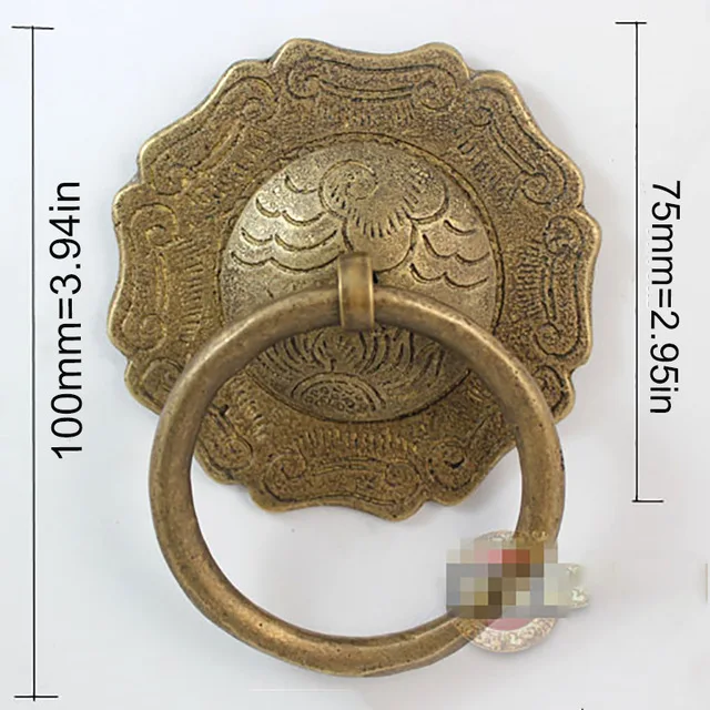 Bronze 2шт 100 мм Ming мебель Qing детали из состаренной меди медная ручка благоприятный - Цвет: Bronze