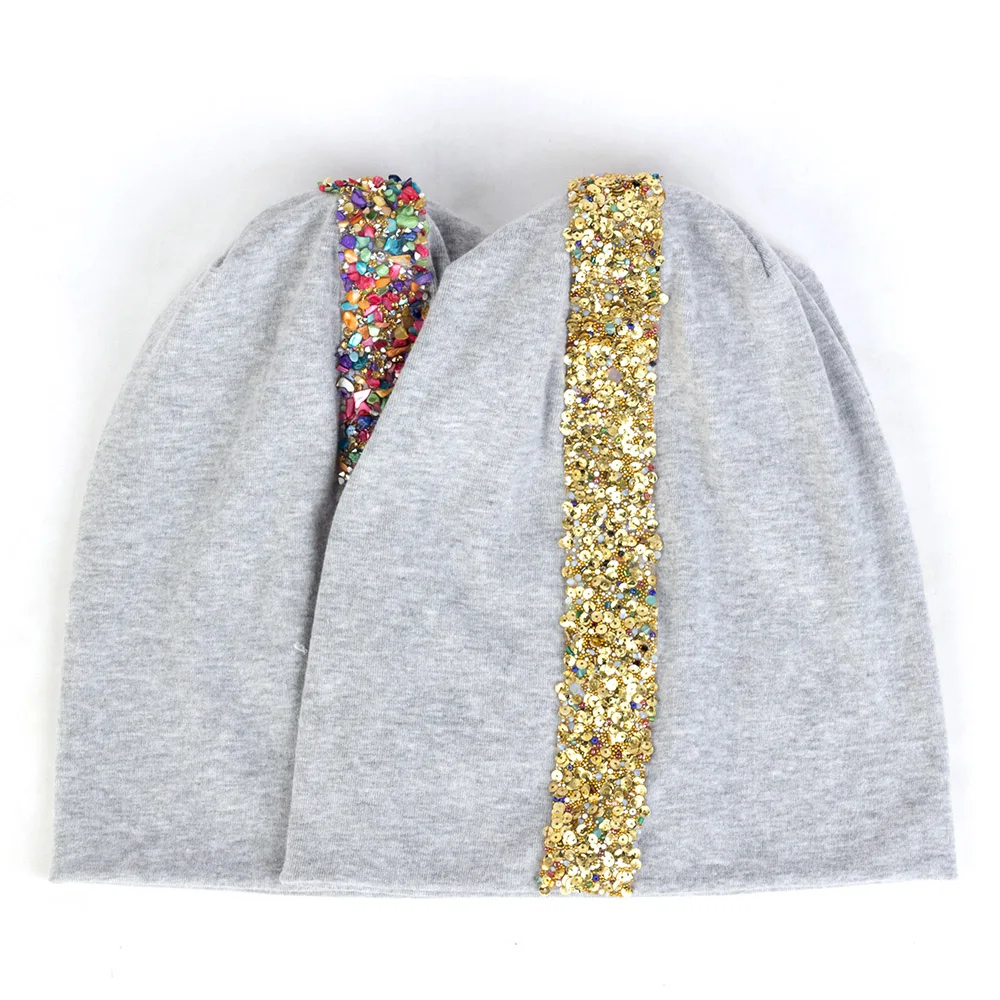 Шапки женские осенние из хлопка разноцветные стразы | Аксессуары для одежды
