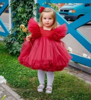 cute princess tutu dress tiered tulle flower girl dress knee length babies girls tulle party dresses birthday clothing
