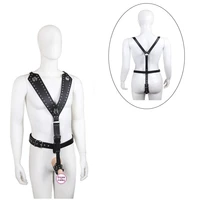 bdsm pu leather waist harness straps belt bodysuit thong chastity clubwear costume chest harness club adult sex toys