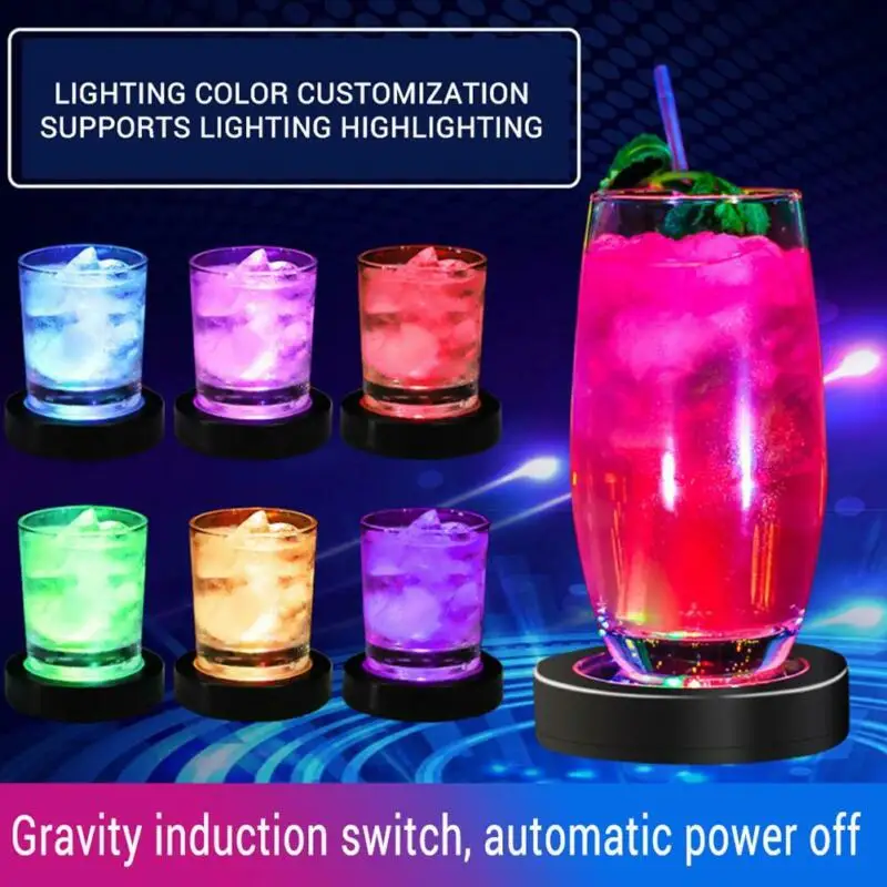 

FOR LED Coaster Flashing Light Bulb Bottle Cup Mat Light Up Club Bar Party Decor Festival Party Decoration Accessories