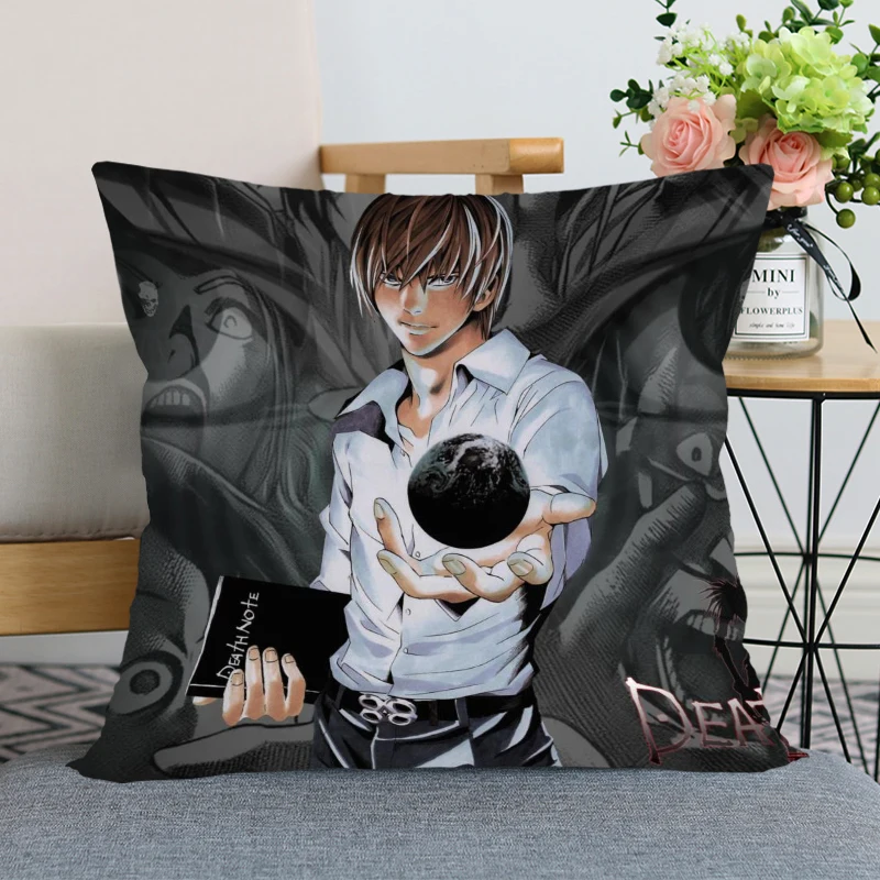 

New Nice Death Note Anime Pillow Cover Bedroom Home Office Decorative Pillowcase Square Zipper Pillow case Satin Soft Cover