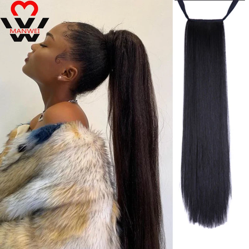 Женские конский хвост MANWEI черные и коричневые термостойкие синтетические