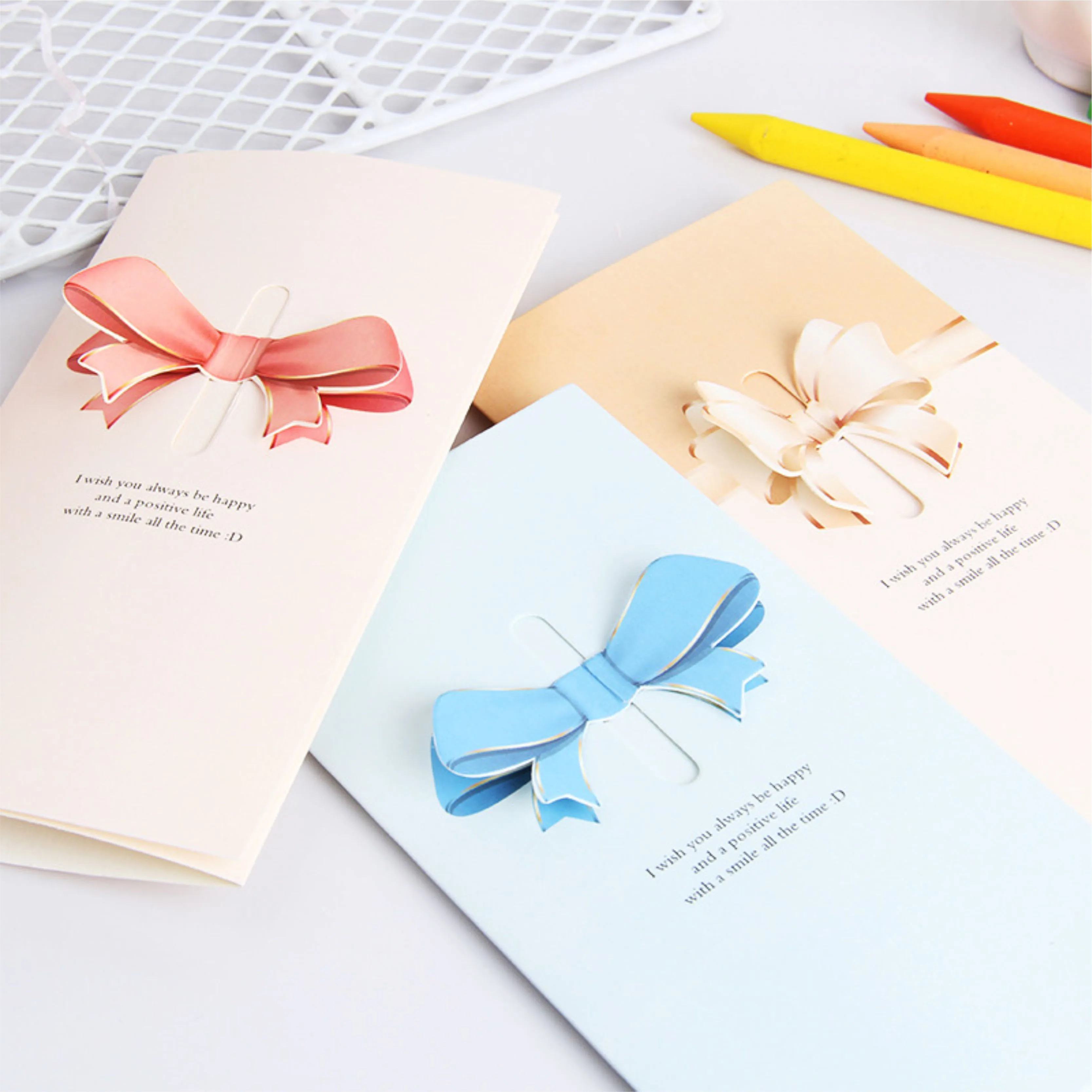 Love Bow Blessing Greeting Card New Year Christmas Lover Mother Mid-autumn Teacher's Day Card