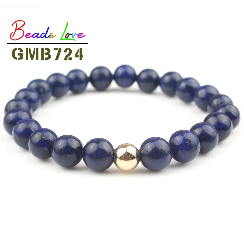 lapis lazuli Мужские натуральные вулканического происхождения браслеты из камней Шарм матовые черные лавы Агатовые Бусины Амазонит тигровый глаз пара браслет Женщины Йога ювелирные изделия - Окраска металла: lapis lazuli