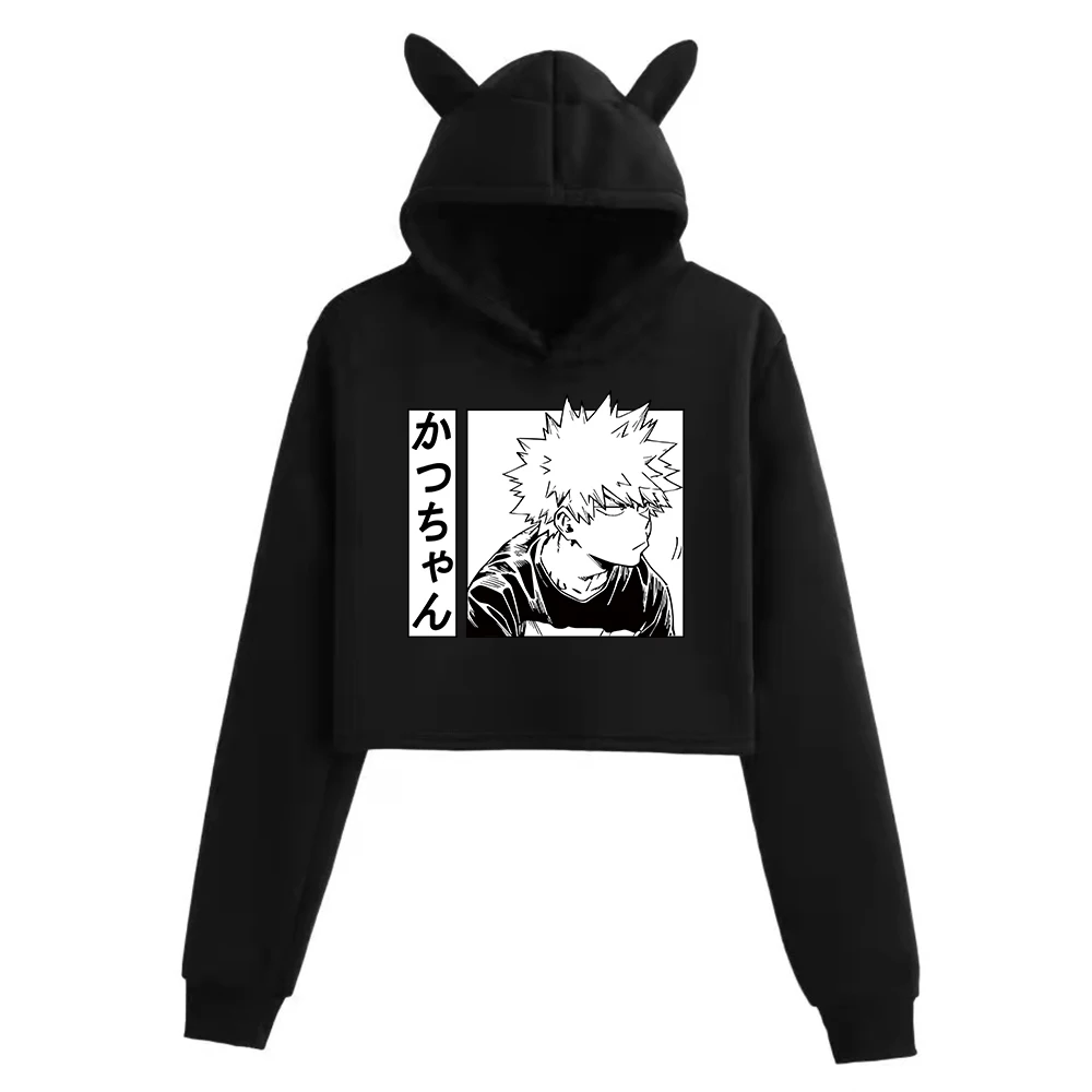 

Женские толстовки с капюшоном My Hero Academia Bakugou, пуловеры с рисунком в стиле 90-х, худи в стиле аниме, уличные Топы