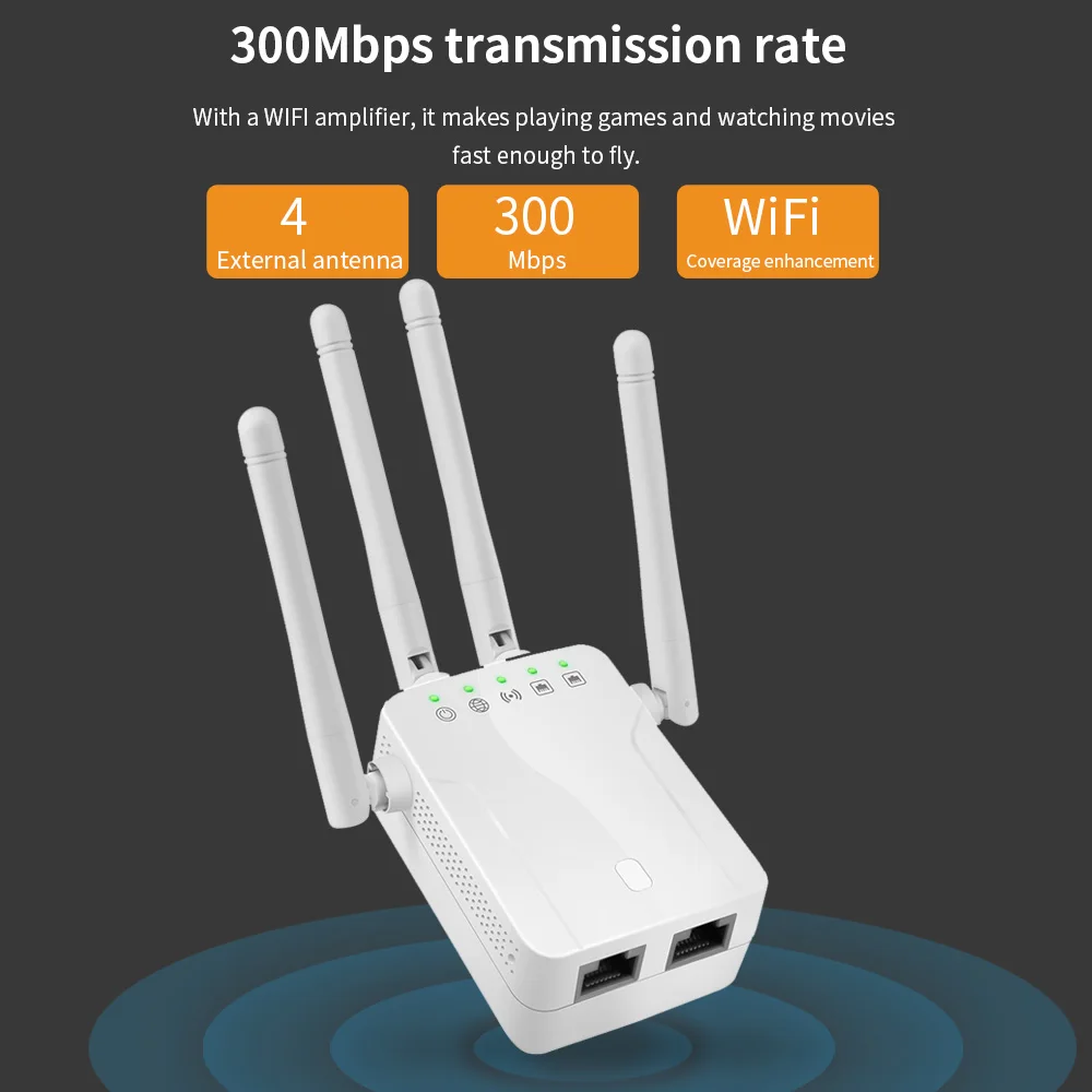 

TISHRIC M-95B Wireless Repeater Wifi Router 300M Signal Amplifier Extender 4 Antenna Router Signal Amplifier For Home Office