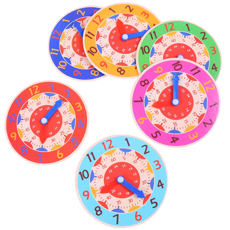 

Colorful Children Montessori Wooden Clock Toys Hour Minute Second Cognition Clocks Toys for Kids Early Preschool Teaching Aids