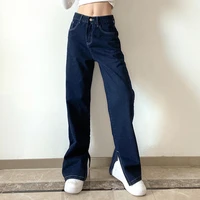 fashion womens trousers solid color fashion casual high waisted straight pocket jeans clothes for women fall 2021