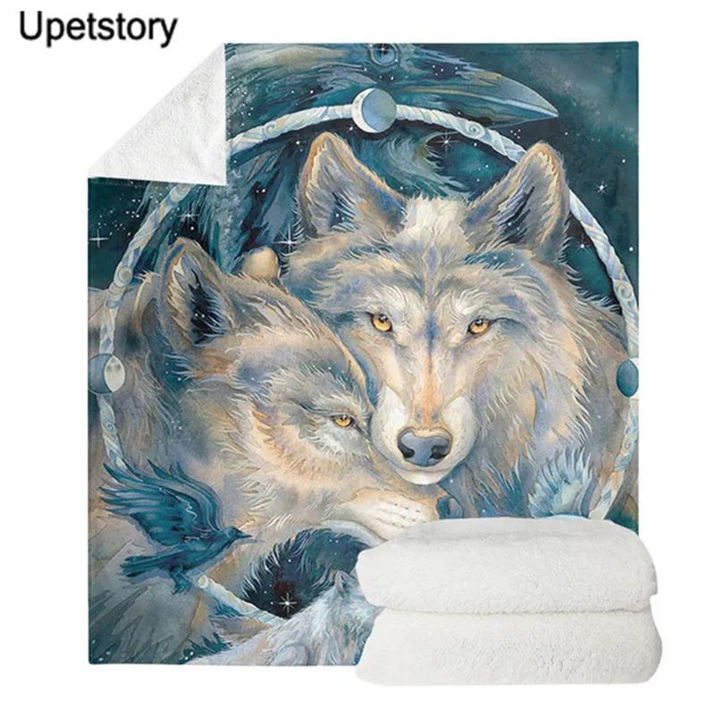 

Upetstory Wolf Sherpa одеяло животные, волки обычное одеяло 3D одеяло с принтом ночник лунный свет одеяло для взрослых детей