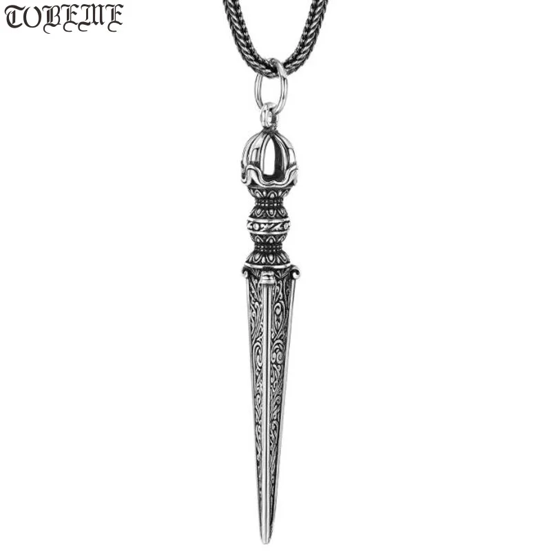 

100% 925 Silver Tibetan Dorje Pendant vintage sterling Buddhist Vajra Amulet Good Luck Jewelry