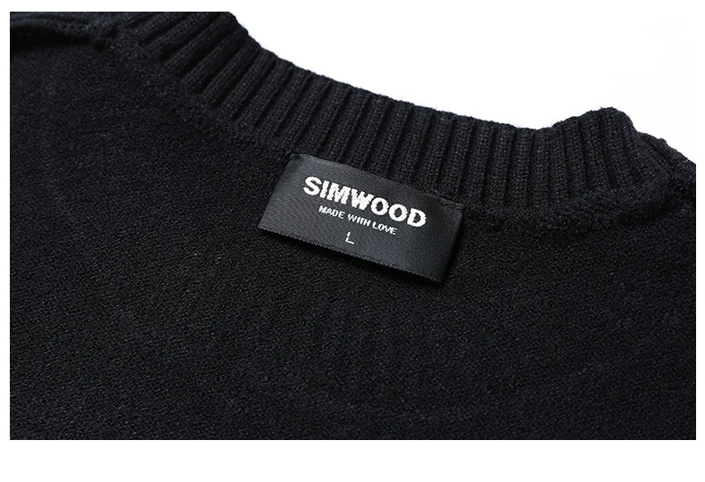 Мужской приталенный шерстяной пуловер SIMWOOD, модный повседневный трикотажный свитер в полоску, одежда большого размера, модель