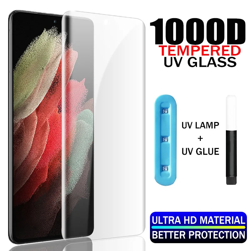 1000D UV Tempered Glass For Samsung S21 S8 S9 S10 S20Plus S10E Screen Protector For Samsung Note 20 Ultra 8 9 10 5G Accessories