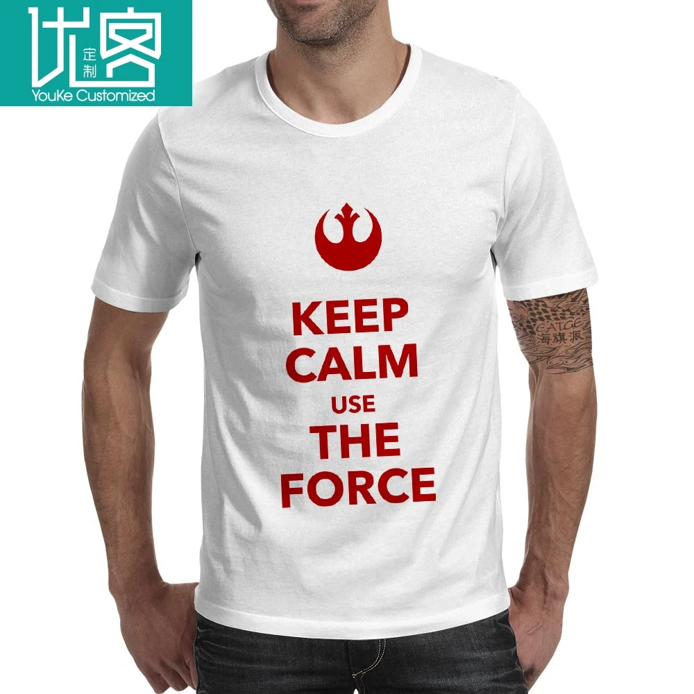 Keep Calm Join The Dark Side T Shirt Parody Starwars Poster Funny Print T-shirt Pop Brand Rock Unisex White Gray Cotton Tee | Мужская
