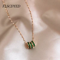 flscdyed 2022 new luxury shining zircon pendant necklace for women fashion green chain crystal choker necklace party jewelry