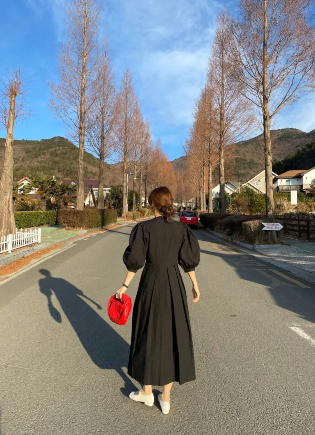 

O Neck Puff Short Sleeve Pullover Dress Women High Waist Hip A Line Long Vestidos Summer 2021 New Solid Robe All Match