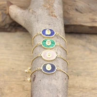 flat oval natural lapis adjustable bracelets rose quartzs onyx gold color chains lions bangle fashion bohemia jewelry qc2069