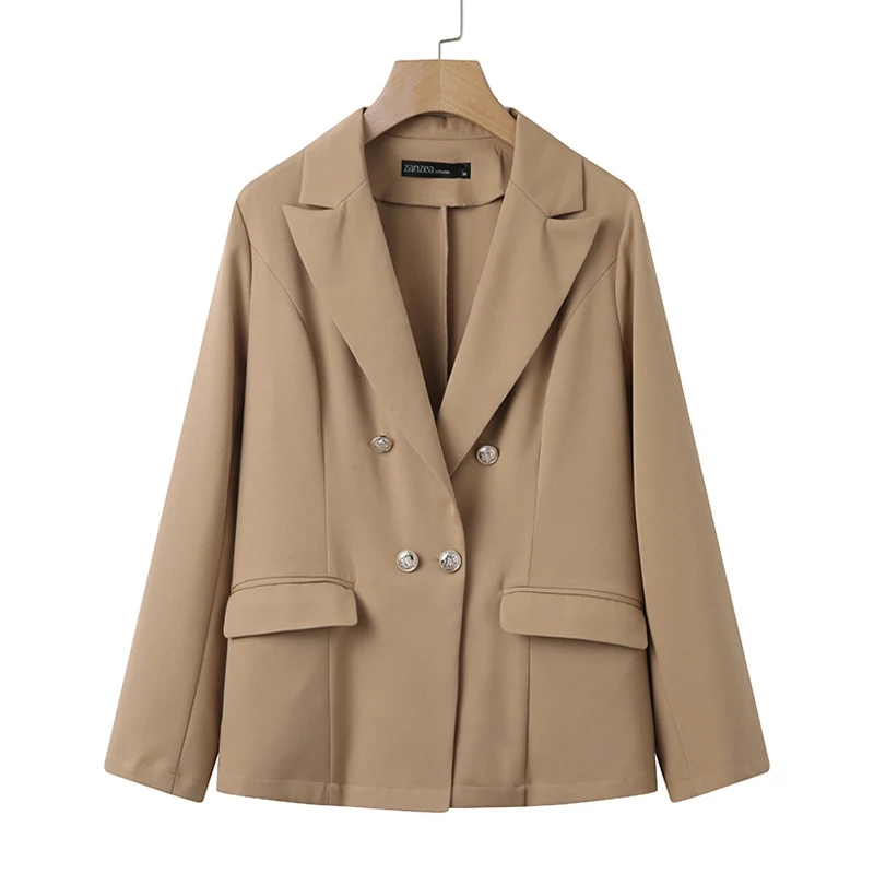 

Elegant Women Office Work Blazers 2021 Autumn Casual Slim Blazer Jackets ZANZEA Long Sleeve Outwear Buttons Solid Thin Coats 5XL