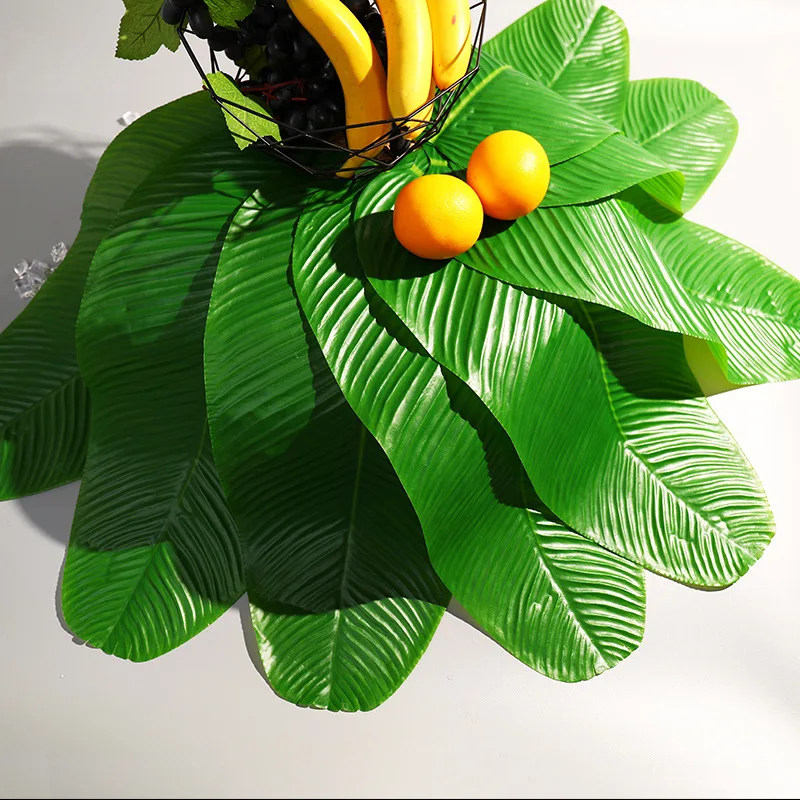 

Artificial Tropical Plants Banana Leaf Fake Monstera Fruit Sushi Tray For Party Wedding Decoration Table Decor Kitchen Plate