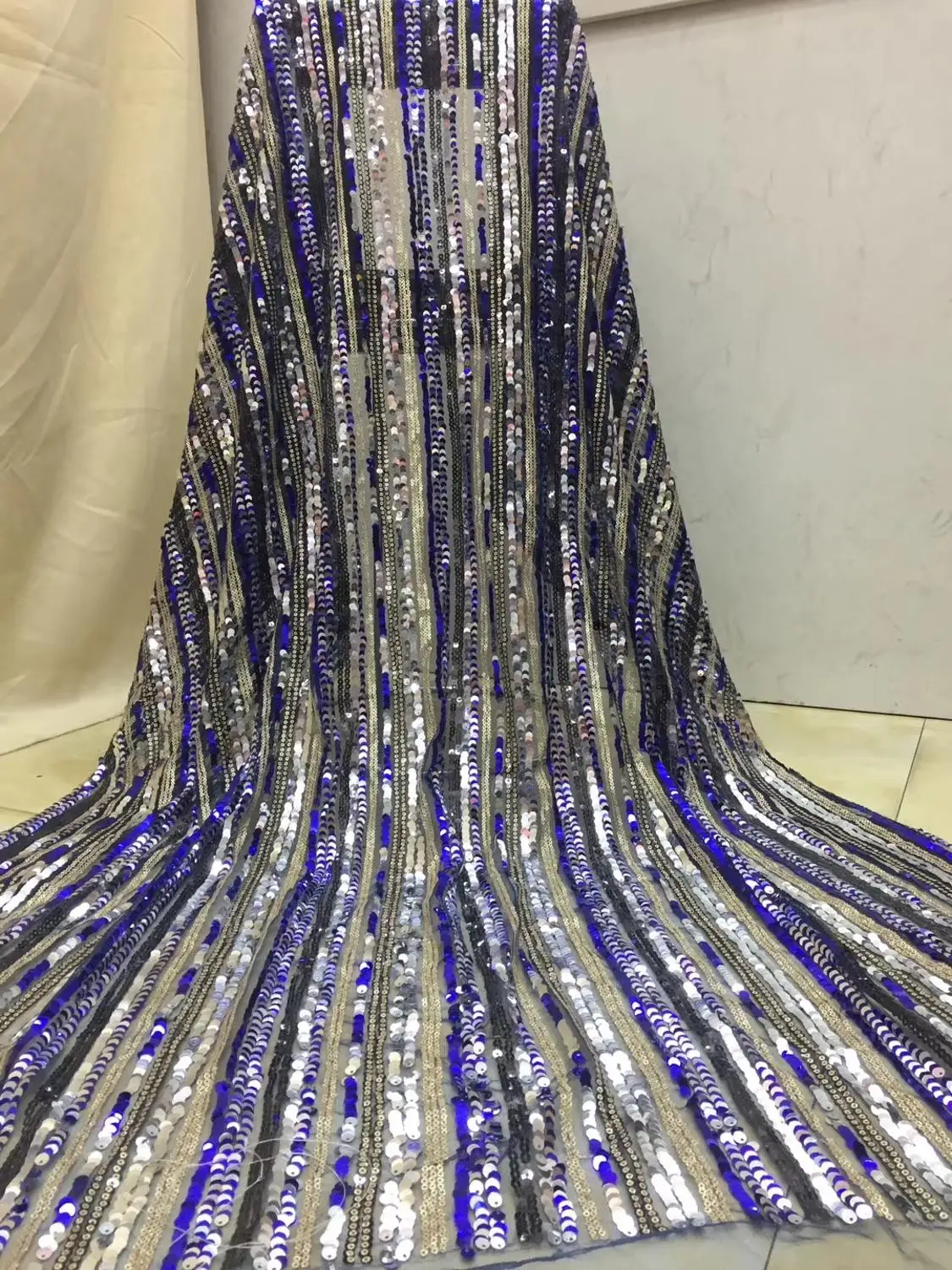 

Madison Nigerian Lace Fabrics 2020 Newest Embroidery Luxury French Tulle Lace With Many Sequins For Wedding