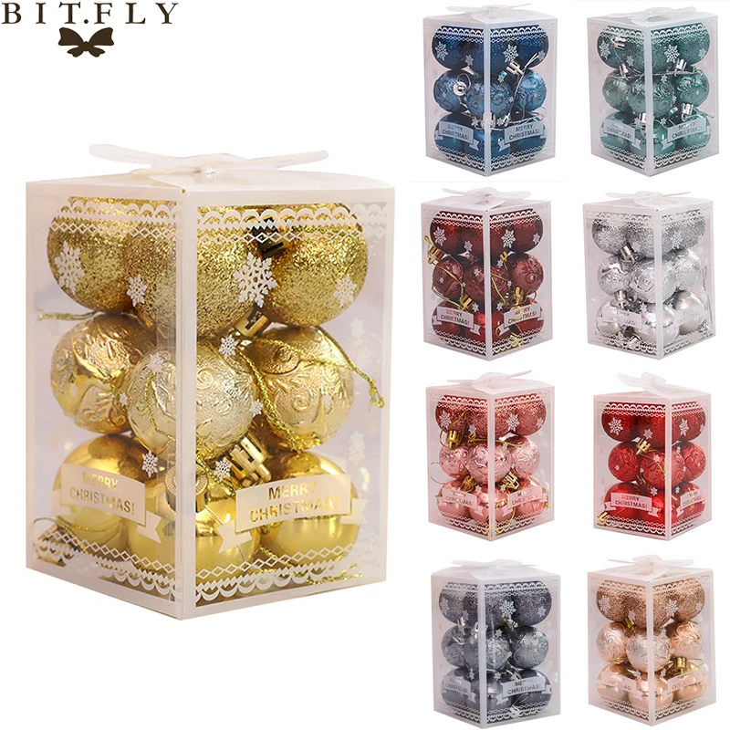 

12Pcs 4cm Christmas Tree Decorations Balls Bauble Xmas Party Hanging Ball Ornaments Christmas Decorations for Home New Year 2021