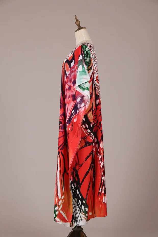 

Colorful Butterfly Maxi Dress for Women Bathing Suit Cover Up Cotton Loose Large Size on Vacation Sexy Bikini Sunscreen Shirt