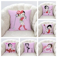cute cartoon girl cute ins pillow cover living room sofa cushion square pillow cover 45x45 pink throw pillow home decore