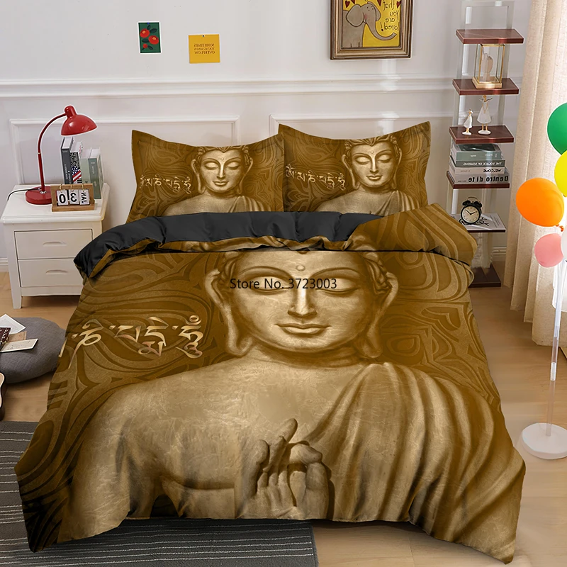 

Modern Buddha Print Home Textile Single Double Queen King Size Bedding Set Bedroom Decoration Quilt Cover Pillowcase 2/3 Pieces