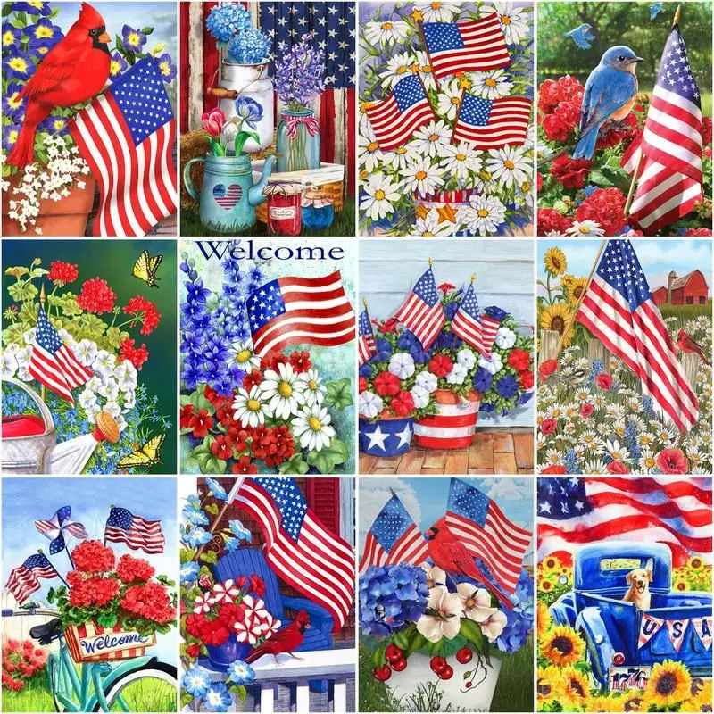 

CHENISTORY Paint By Number Flower Diy Pictures By Numbers National Flag Landscape Kits Drawing On Canvas Handpainted Art Gift H