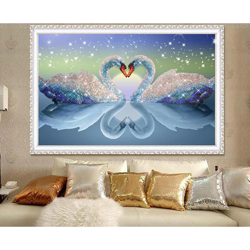 50*27 см 5D Diy мозаичное искусство Вышивка алмазная живопись Лебедь Стразы крестиком