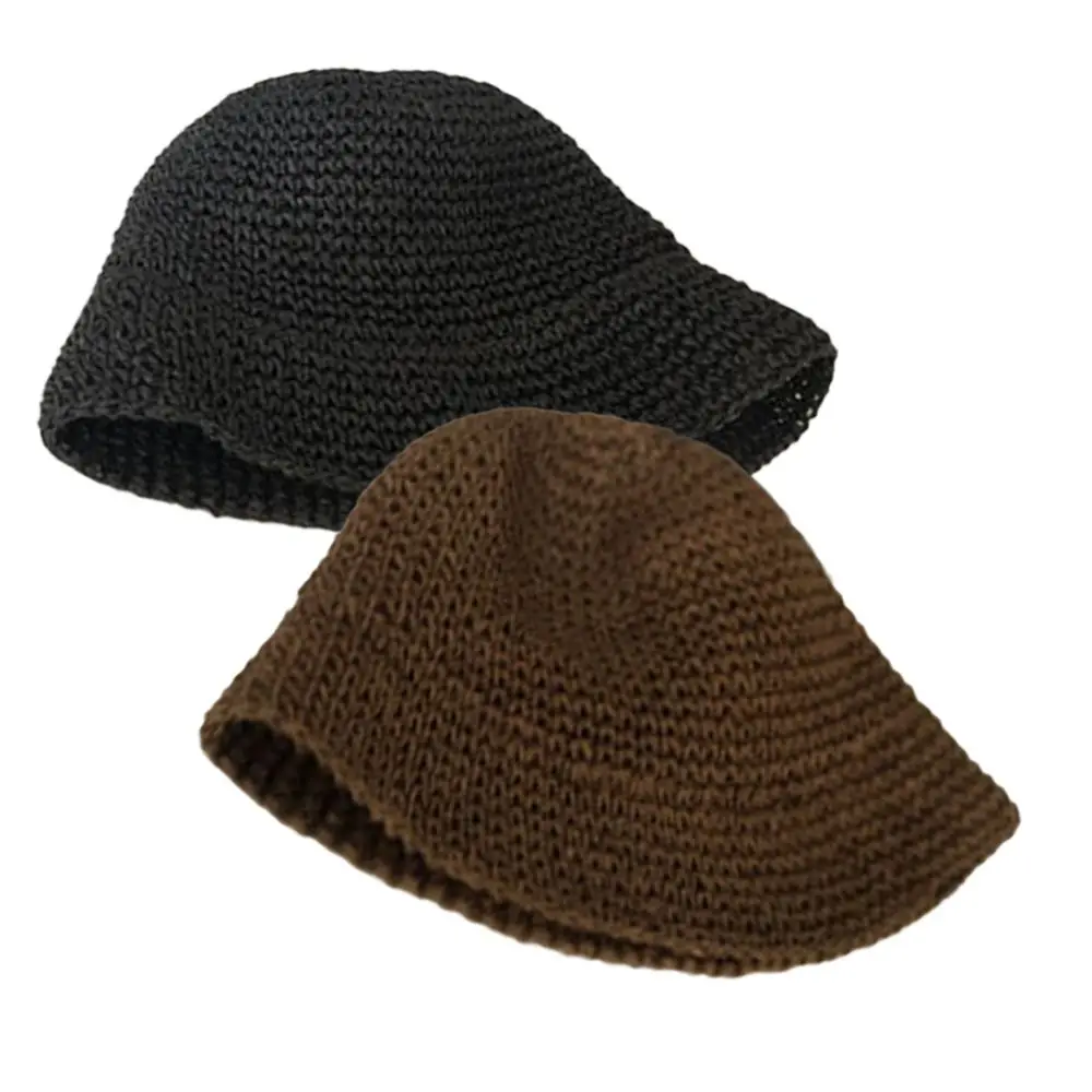 

Hot Summer Cap Vacation Hand-woven Bucket Fisherman Hat Straw Beach Hat Sunscreen Hats