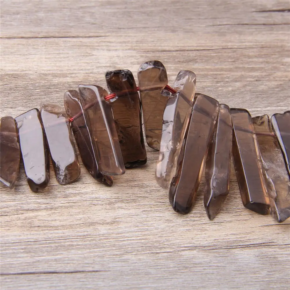 Висячие плоские бусины Smokey с натуральным кварцевым кристаллом для изготовления