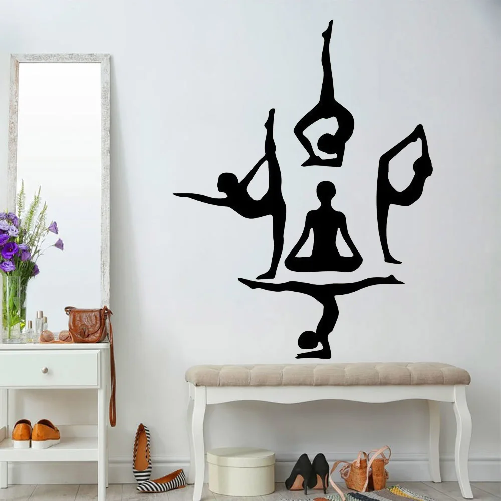 Наклейки на стену для йоги девушки современная модная Наклейка классной комнаты