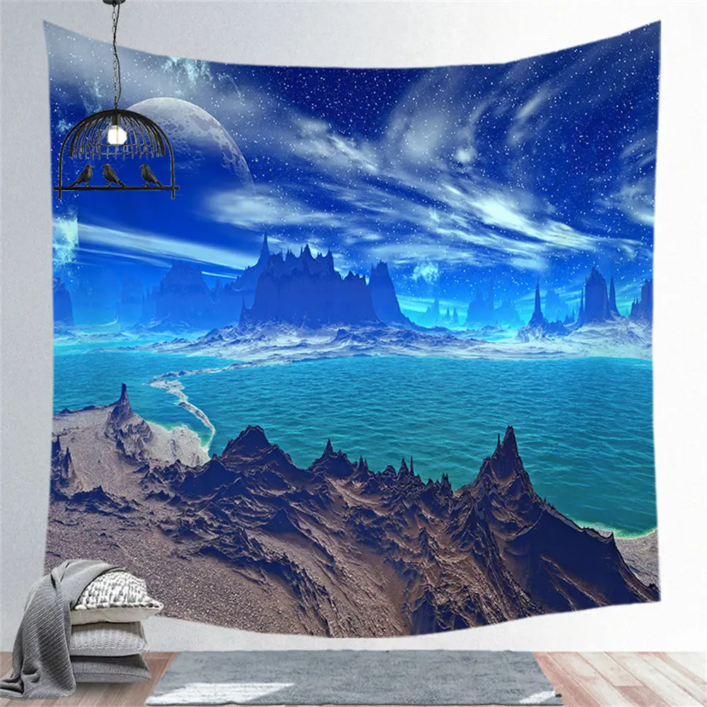

Custom Vintage Sky Rainbow Mountain Tapestry Hippie Tapestries Wall Art Decor Hanging Fabric Living Ceiling Room CGT004