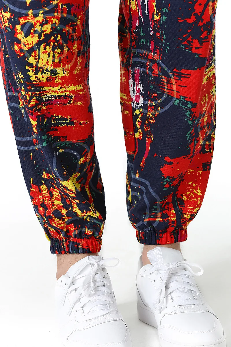 Штаны-шаровары мужские хлопковые с принтом в стиле ретро | Мужская одежда