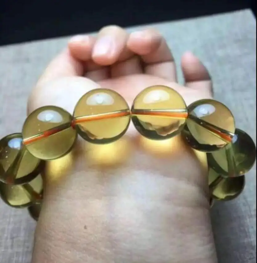 Free shipping Genuine Natural Citrine Quartz Crystal Round Beads Wealthy Bracelet 17mm AAAA | Украшения и аксессуары